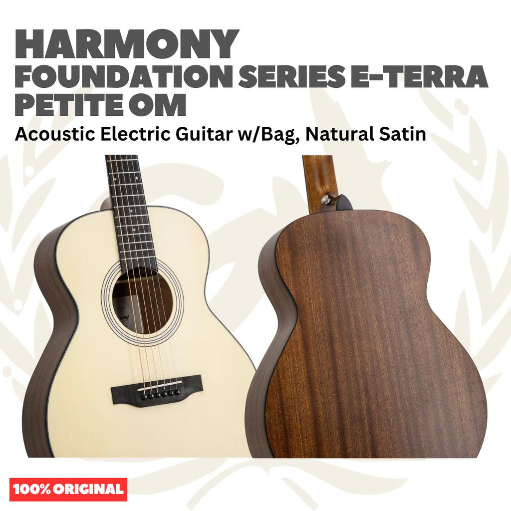 Harmony Foundation Series e-Terra Petite OM Acoustic Guitar w/Bag - Gitar Akustik Elektrik dengan Preamp