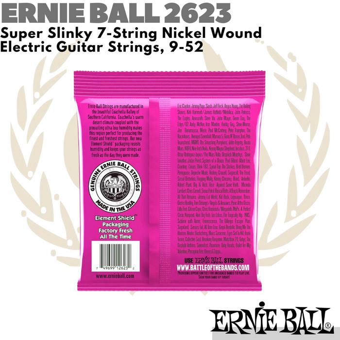 ERNIE BALL 2623 Super Slinky 7-String Senar Gitar Elektrik 9-52