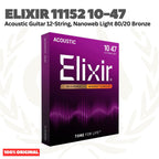 Elixir 11152 10-47 Nanoweb 80/20 Bronze Acoustic Guitar Strings, 12-String
