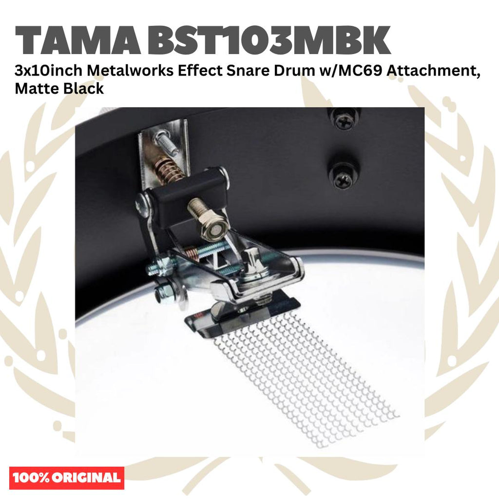 TAMA BST103MBK 3x10inch Metalworks Effect Snare Drum w/MC69 Attachment, Matte Black - Senar Drum | BST 103 MBK
