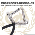 WORLDSTAGE Kabel Pedal Gitar L Shape Right Angle 6.35mm 15cm CBC-31 - CBC31 Patch Cable CBC 31