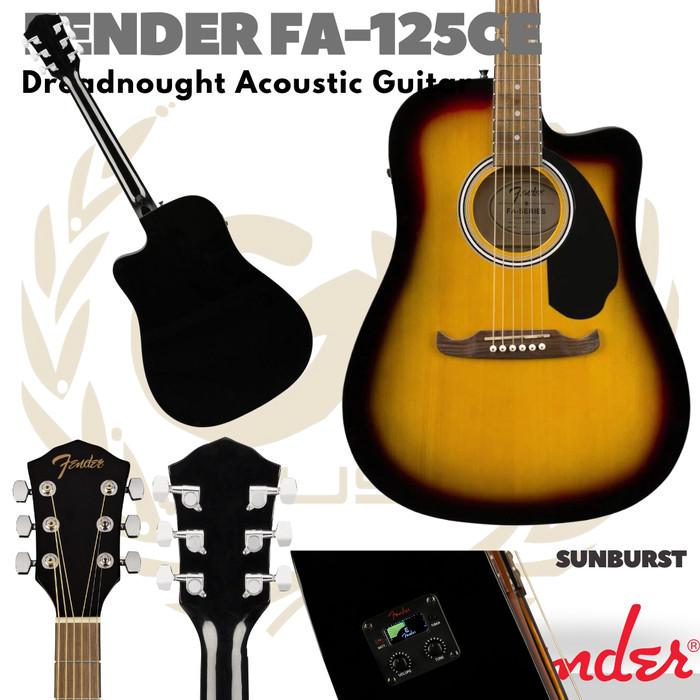Fender FA-125CE Dreadnought Acoustic Electric Guitar - Gitar Fender