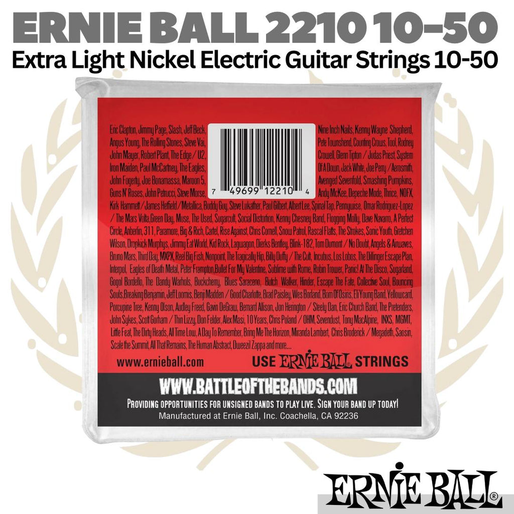 ERNIE BALL 2210 Extra Light Nickel Electric Guitar Strings 10-50 Senar