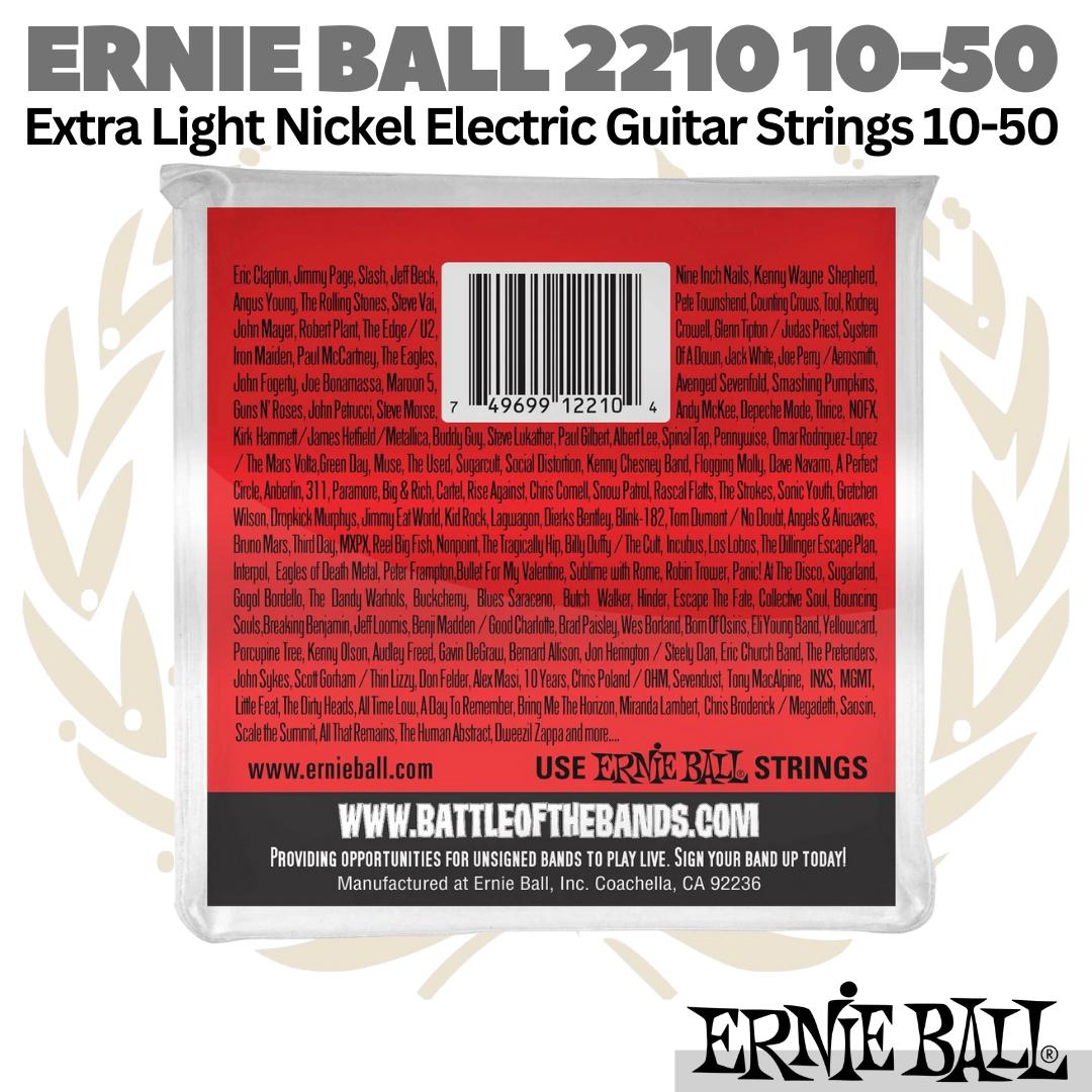 ERNIE BALL 2210 Extra Light Nickel Electric Guitar Strings 10-50 Senar