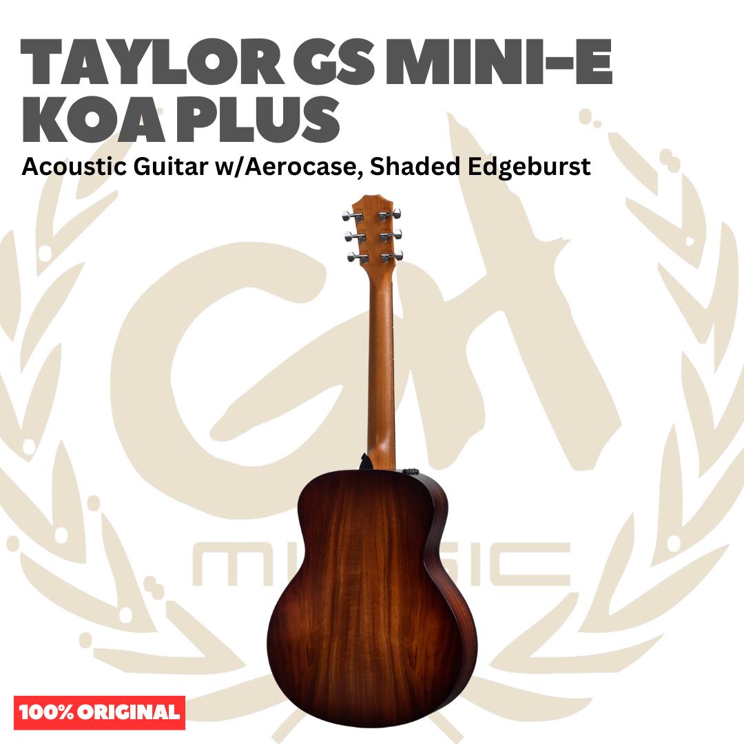 Taylor GS Mini-e Koa Plus Acoustic Guitar w/Aerocase, Shaded Edgeburst - Gitar Akustik Elektrik Original Asli