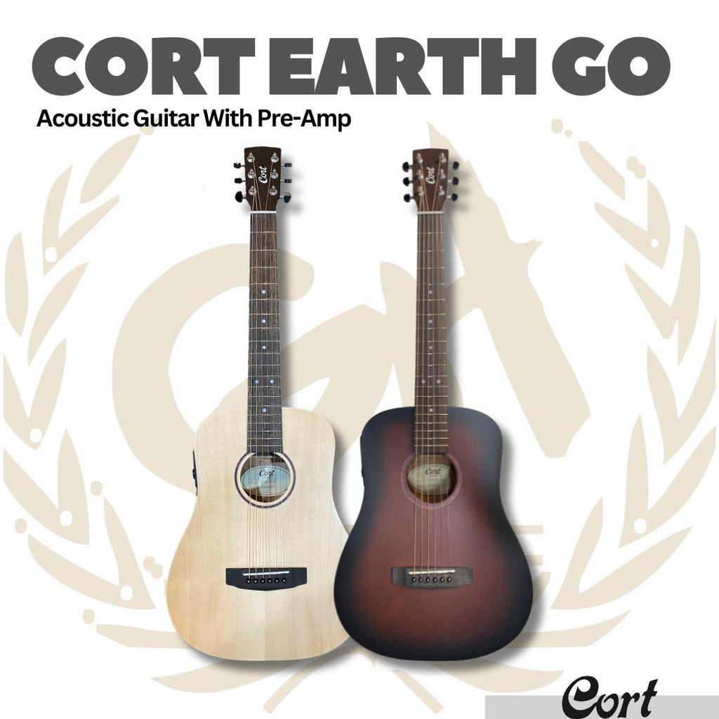 Cort Earth GO Acoustic Electric Guitar with Pre-Amp - Gitar Transkustik TransAcoustic Akustik Elektrik Earth-Go PreAmp Original Asli