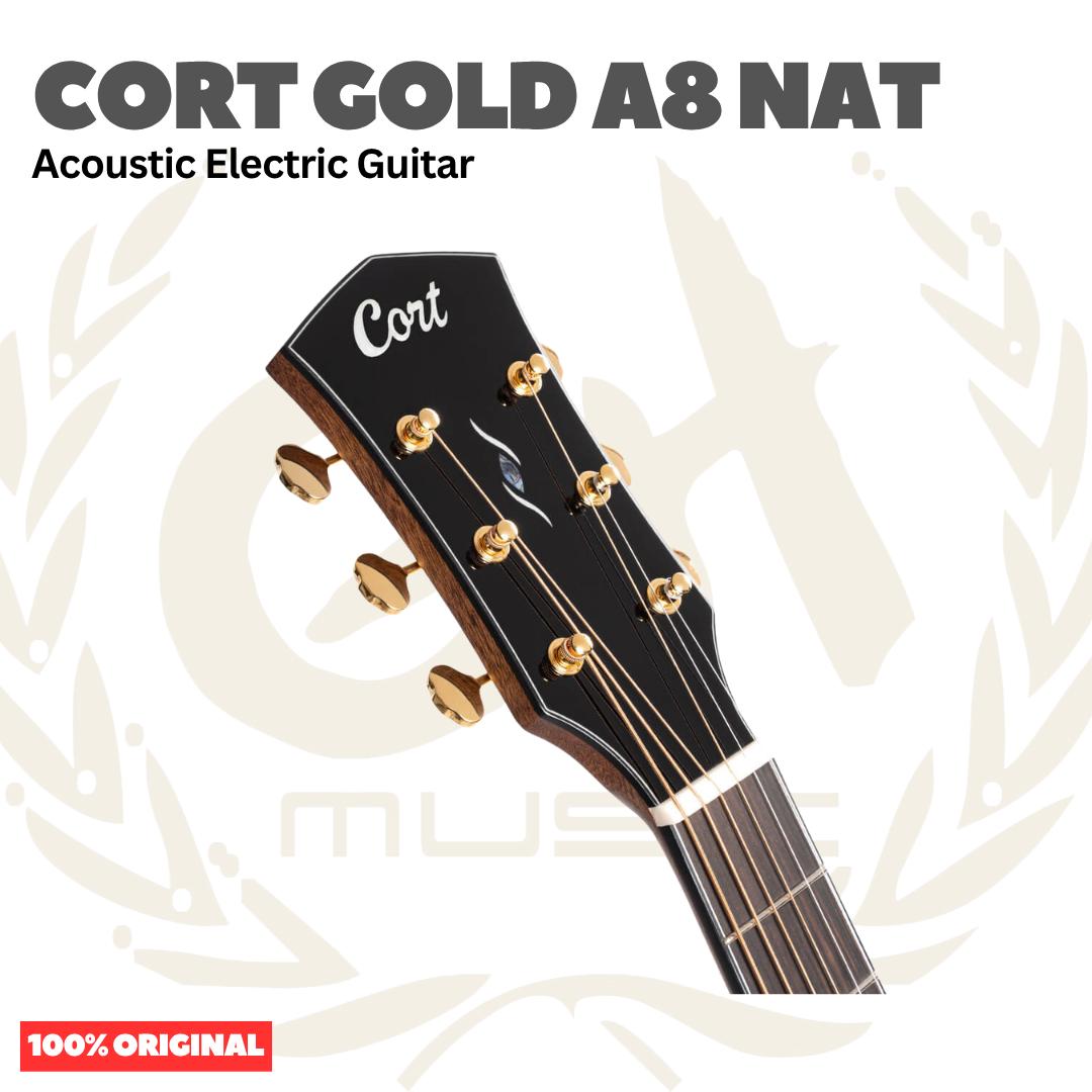Cort GOLD A8 NAT Acoustic Electric Guitar w/Case - Gitar Akustik Elektrik