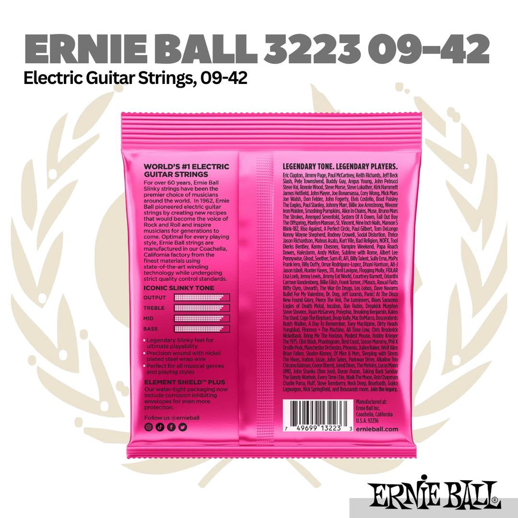 Ernie Ball 3223 Super Slinky Nickel Wound Electric Guitar Strings, 9-42, 3 Pack - Senar Gitar
