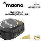 MAONO WM820 A2 DUAL TRANSMITTERS WIRELESS SYSTEM, LAVALIER CLIP ON MIC