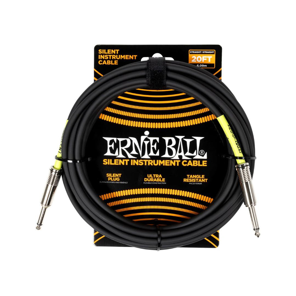 Ernie Ball Classic Silent Plug Straight to Straight Instrument Cable - Kabel Jack Gitar Bass Noiseless