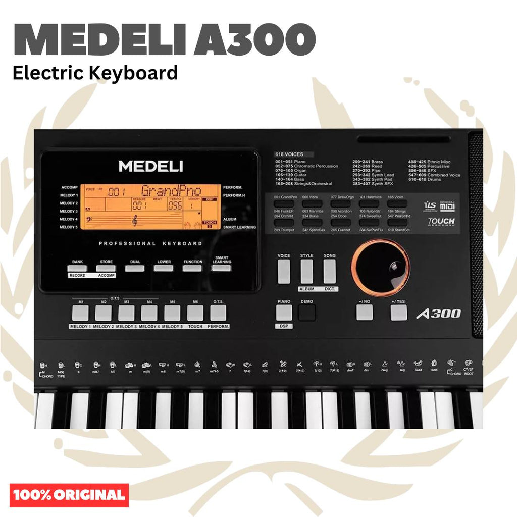 MEDELI A300 61-Keys Electric Keyboard Portable - A 300 Keyboard Original Asli