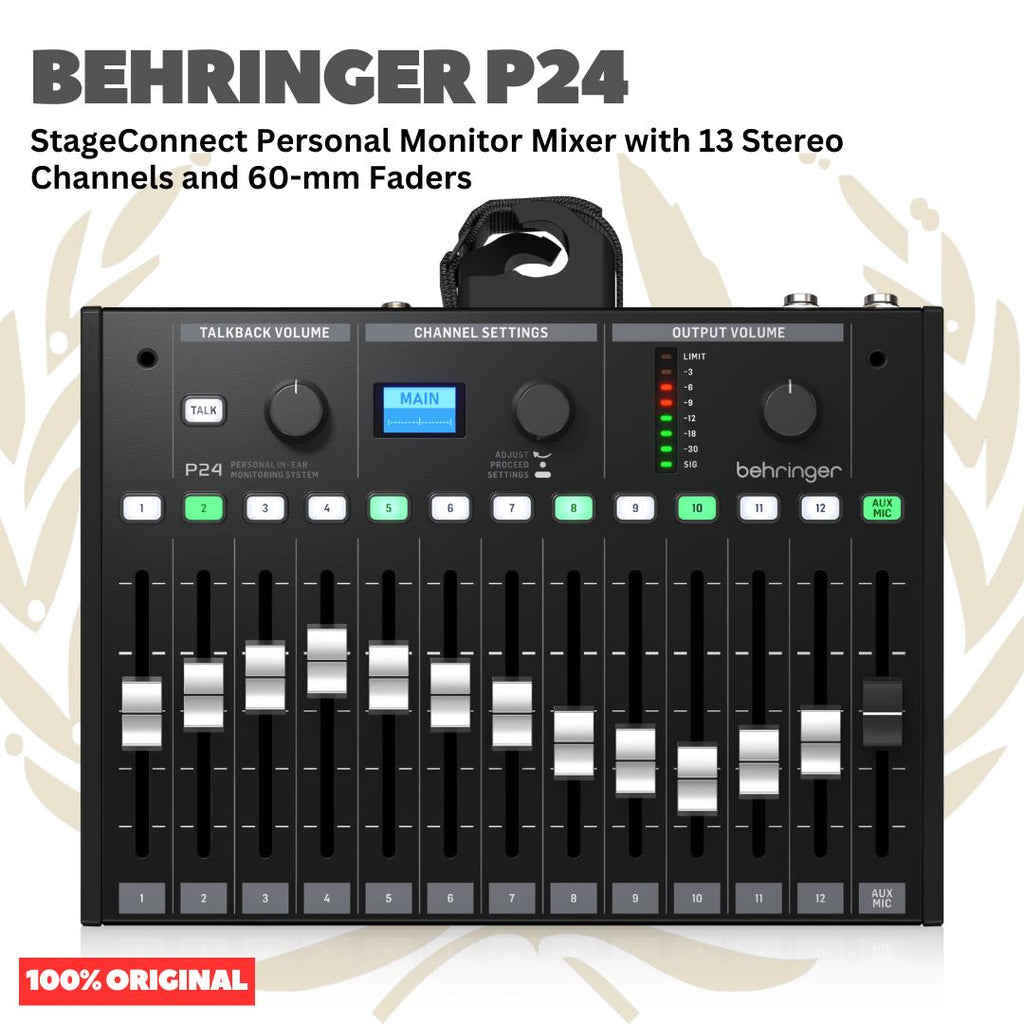 Behringer P24 StageConnect Personal Monitor Mixer with 13 Stereo Channels and 60-mm Faders - Mixer Monitor P 24
