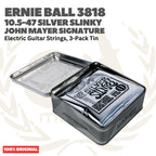 Ernie Ball 3818 John Mayer Silver Slinky Electric Guitar Strings, 10.5-47 3-Pack Tin - Senar Gitar isi 3
