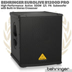 BEHRINGER EUROLIVE B1200D PRO Active 500W 12" PA Subwoofer | Sub Aktif