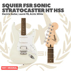 SQUIER FSR Sonic Stratocaster HT HSS Electric Guitar, Laurel FB, Arctic White - Gitar Listrik Elektrik Original