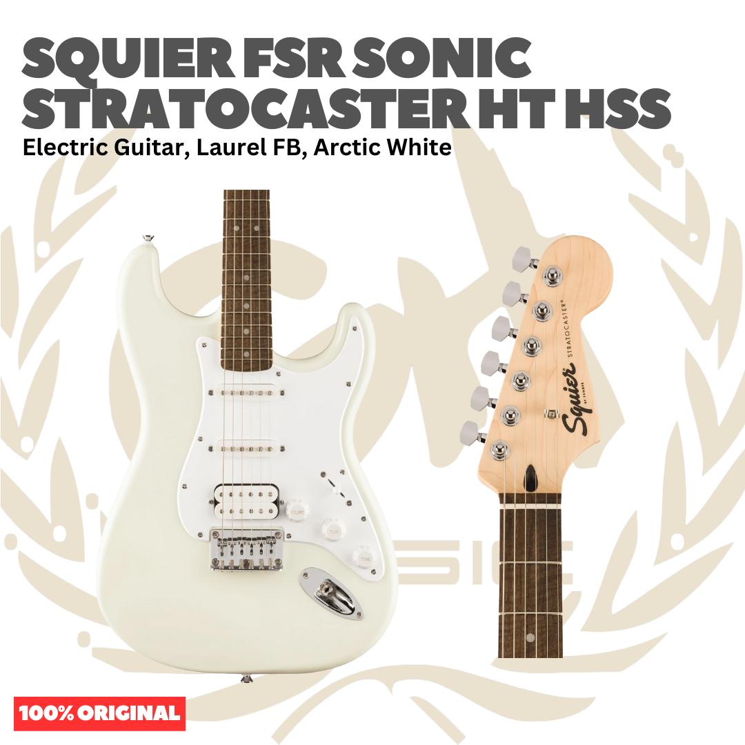 SQUIER FSR Sonic Stratocaster HT HSS Electric Guitar, Laurel FB, Arctic White - Gitar Listrik Elektrik Original