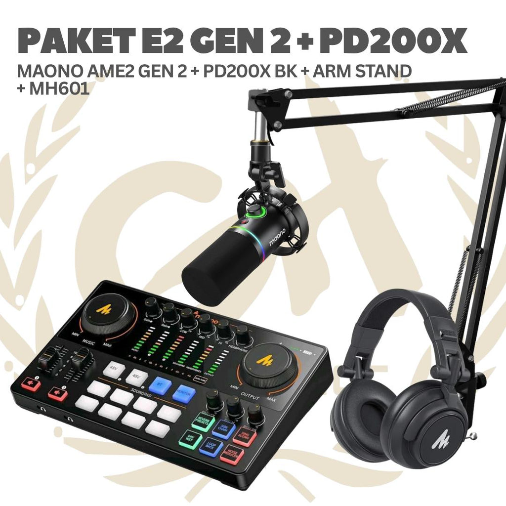 PAKET MAONO E2 GEN 2 - AME2 Gen II - 1  MIC PLUS MH601 - Podcast, Streaming, Recording