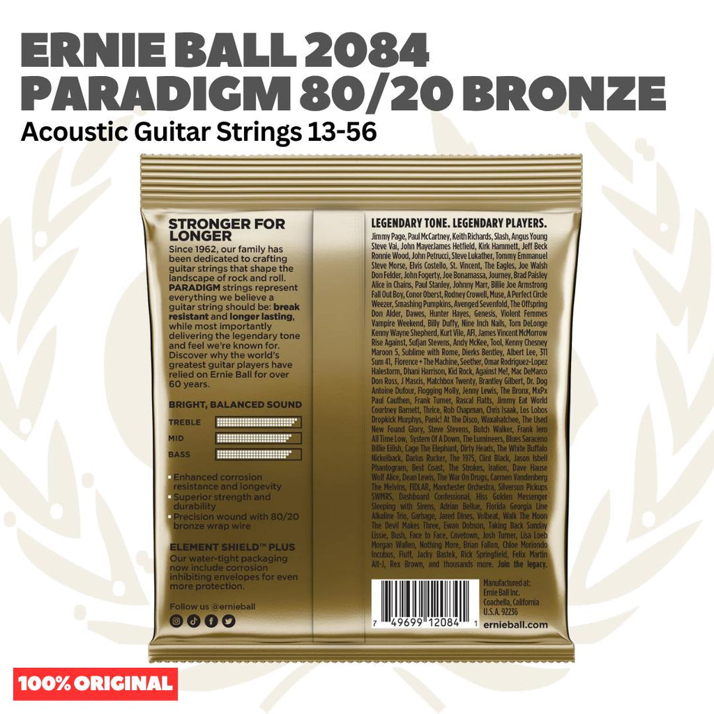 Ernie Ball 2084 13-56 Paradigm Medium 80/20 Bronze Acoustic Guitar Strings - Senar Gitar Akustik
