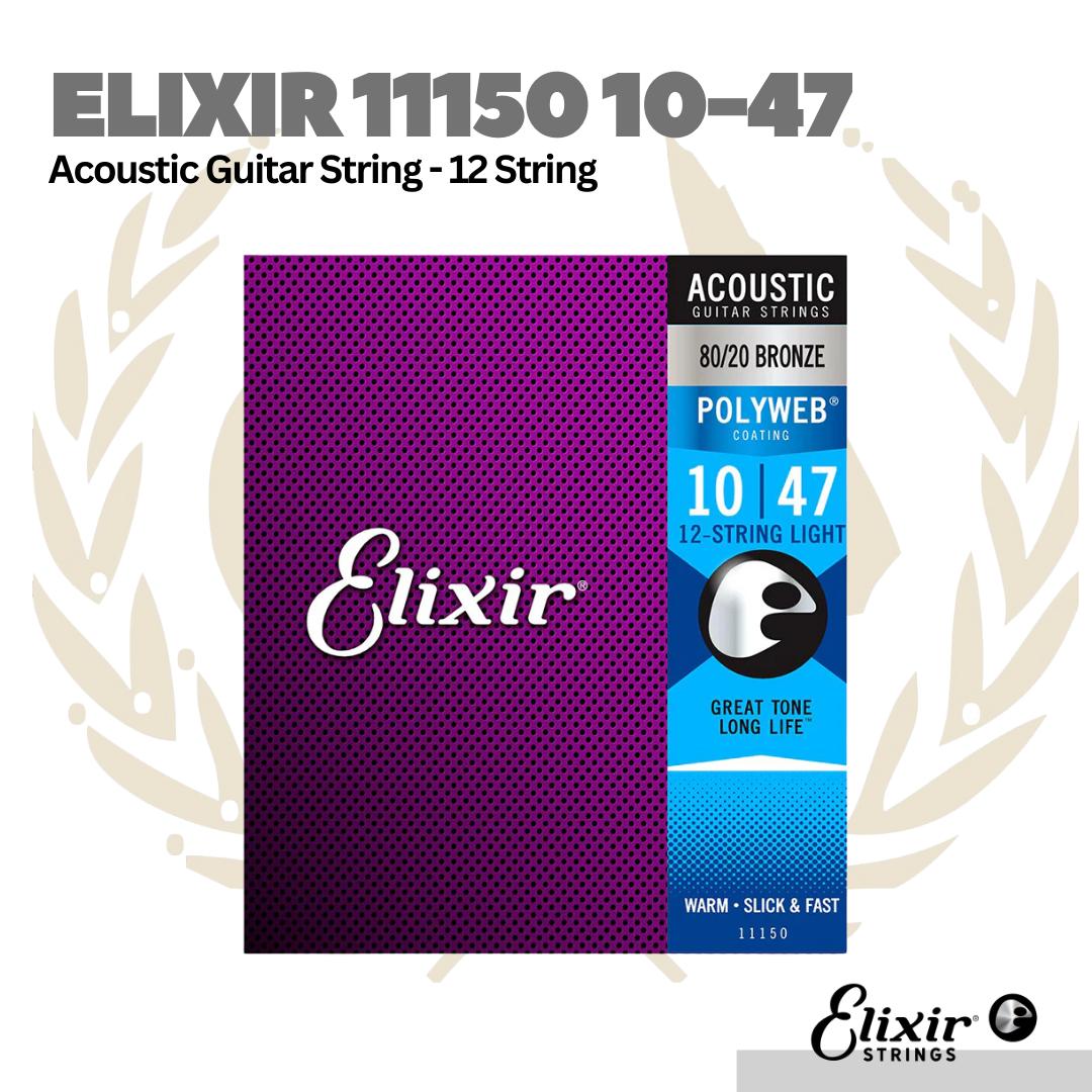 Elixir 11150 10-47 Polyweb Light 80/20 Bronze 12-String Acoustic Guitar Strings