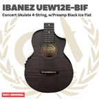 Ibanez UEW12E-BIF Concert Ukulele 4-String w/Preamp Black Ice Flat - Ukulele Concert 4-senar Original Asli