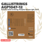 GALLISTRINGS AGP1047-12 Acoustic Guitar 12-Strings Phosphor Bronze Light, 10-47 - Senar Gitar Akustik 12-Senar Galli Strings Original Asli