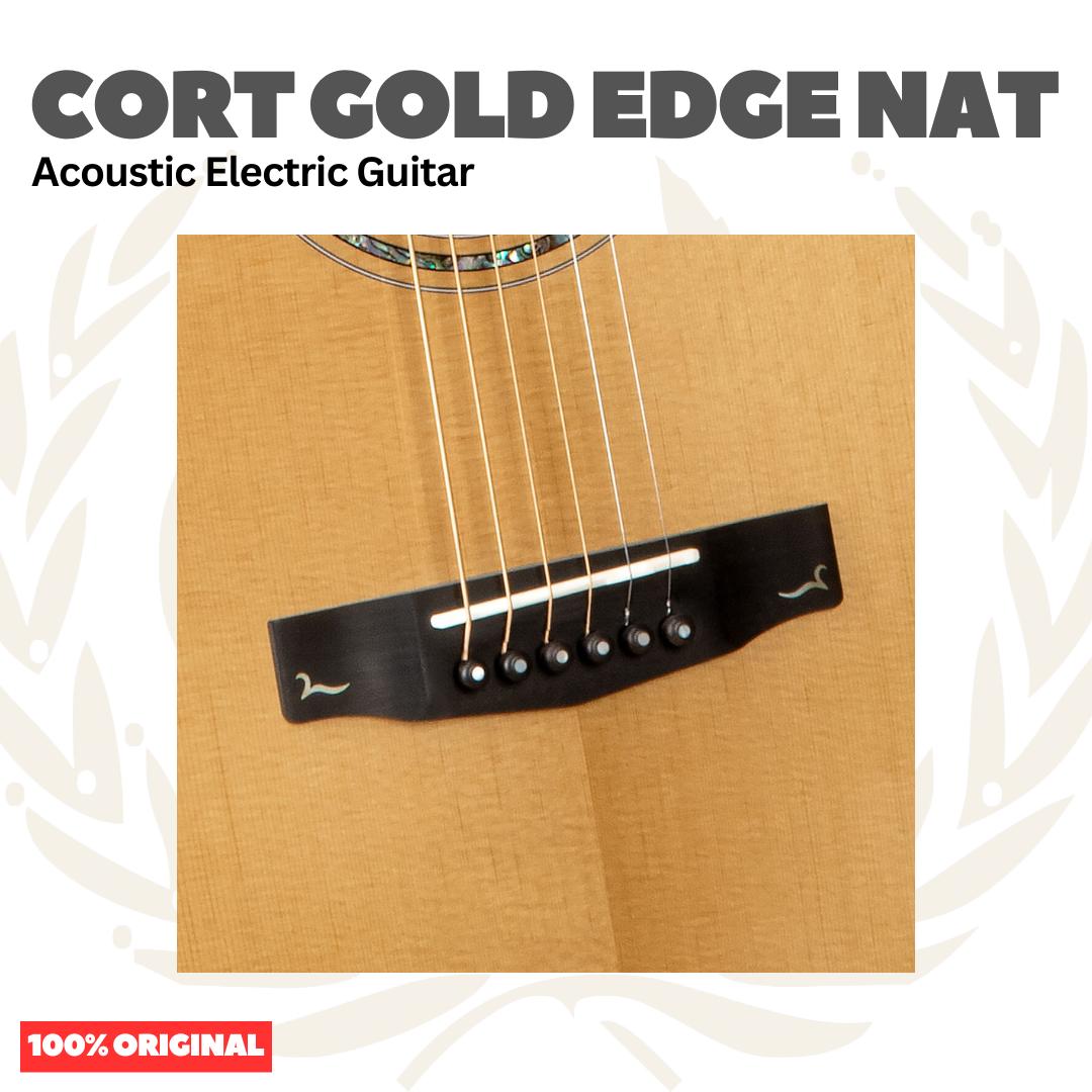 Cort Gold Edge Acoustic Electric Guitar w/Case, Natural - Gitar Akustik Elektrik