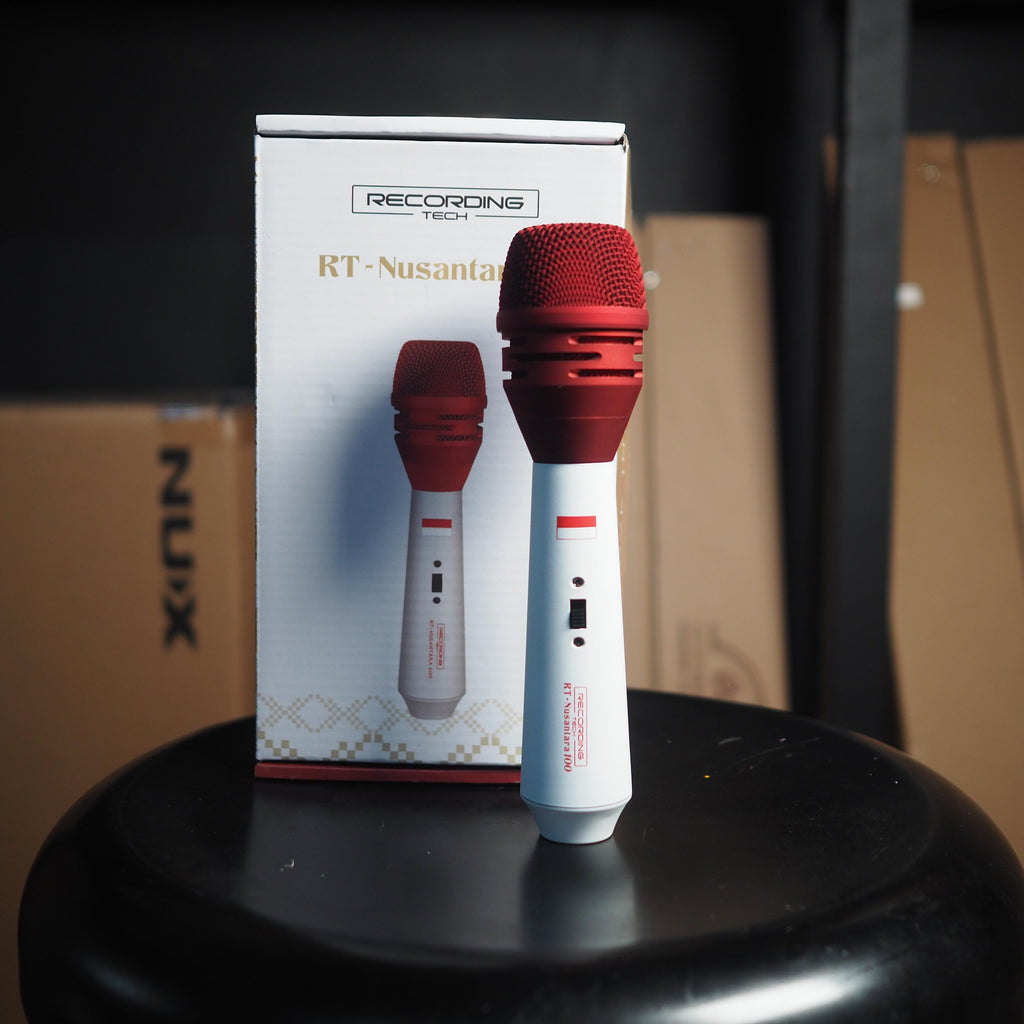 Recording Tech NUSANTARA-100 Professional Dynamic Vocal Microphone | RT-Nusantara100 Mic Merah Putih Vokal Dinamic