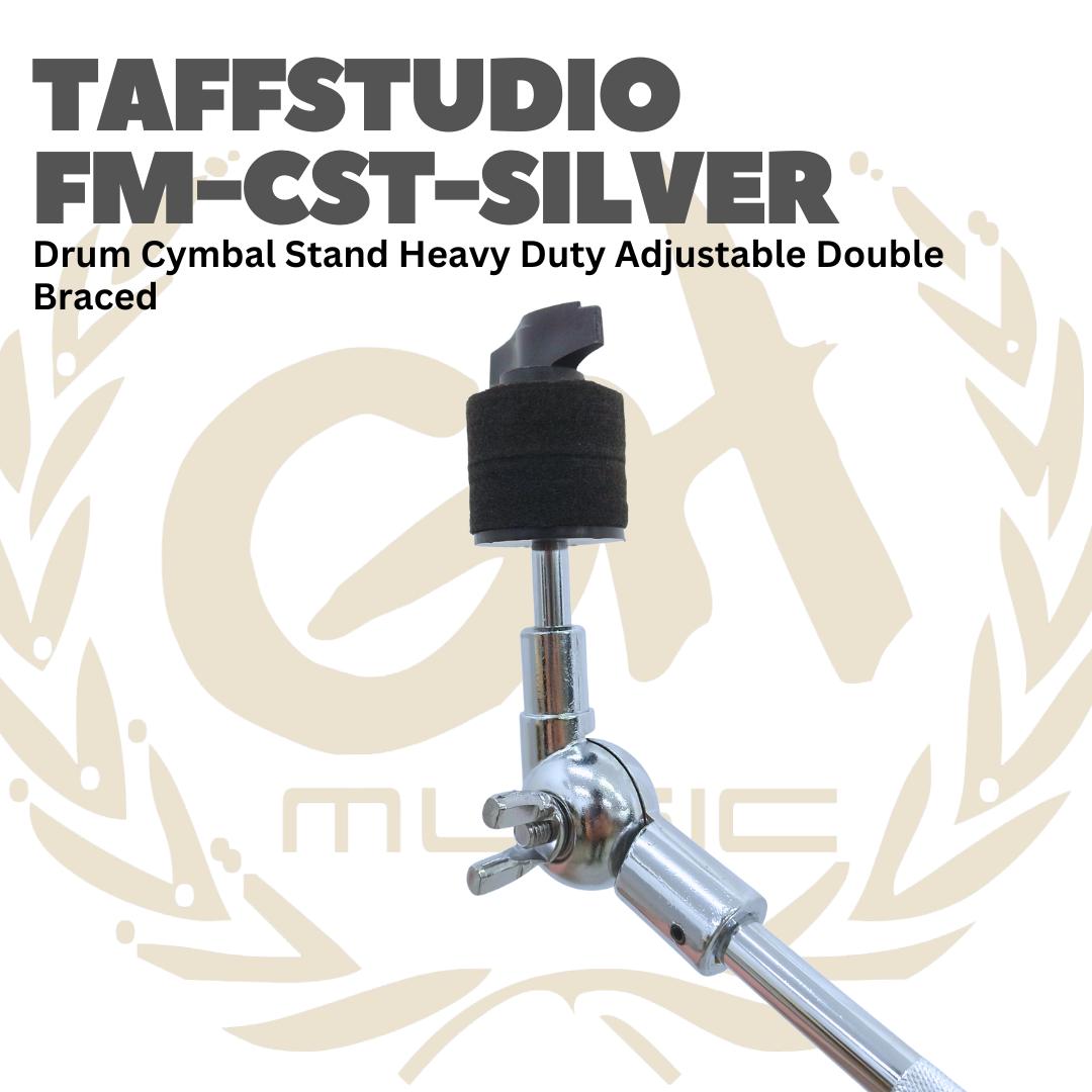 FM-CST Drum Cymbal Stand Heavy Duty Adjustable Double Braced - FM CST Stand Simbal Drum TAFF STUDIO FMCST SILVER