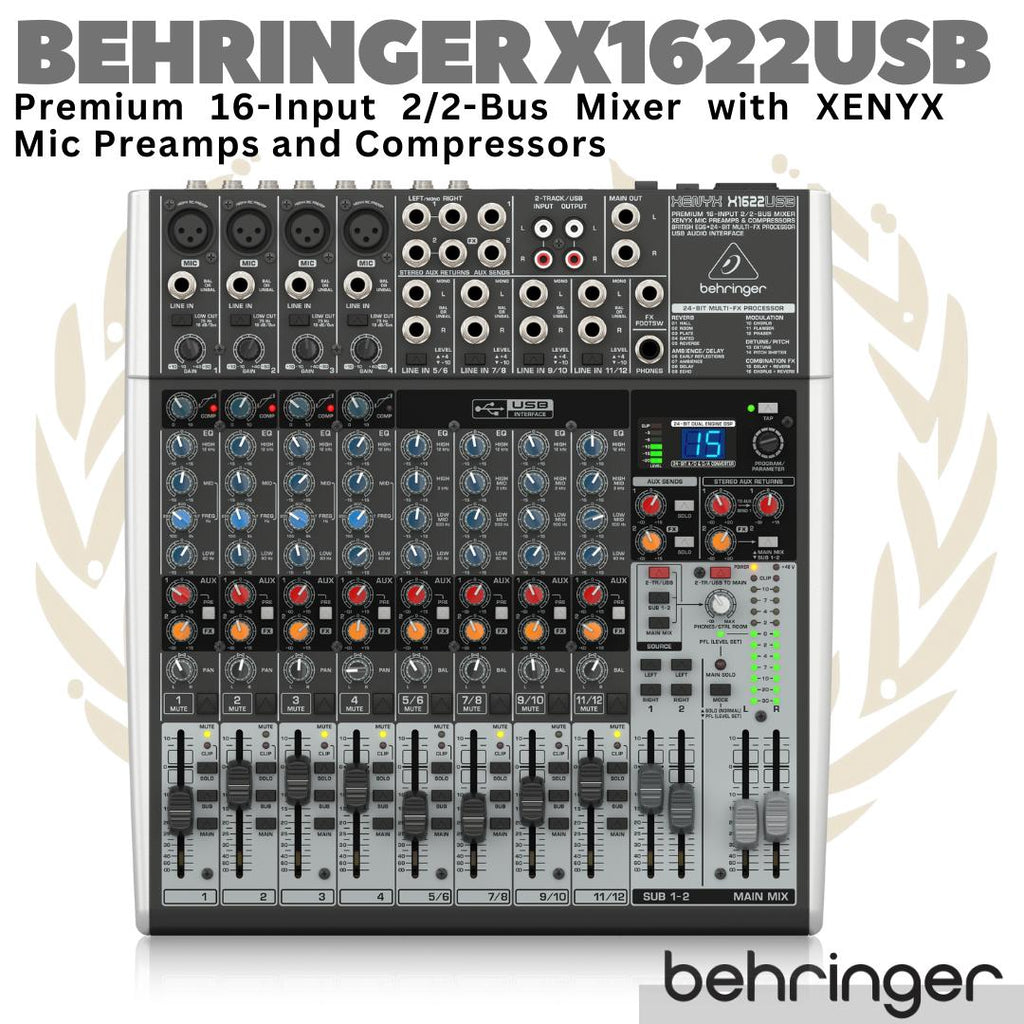 BEHRINGER X1622USB Premium 16 Audio Mixer with XENYX Mic Preamp | 1622