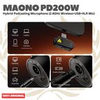 Maono PD200W Hybrid Podcasting Microphone - PD 200W T 3in1 Wireless USB XLR Dynamic Mic Podcast Mikrofon Dinamik Original Asli