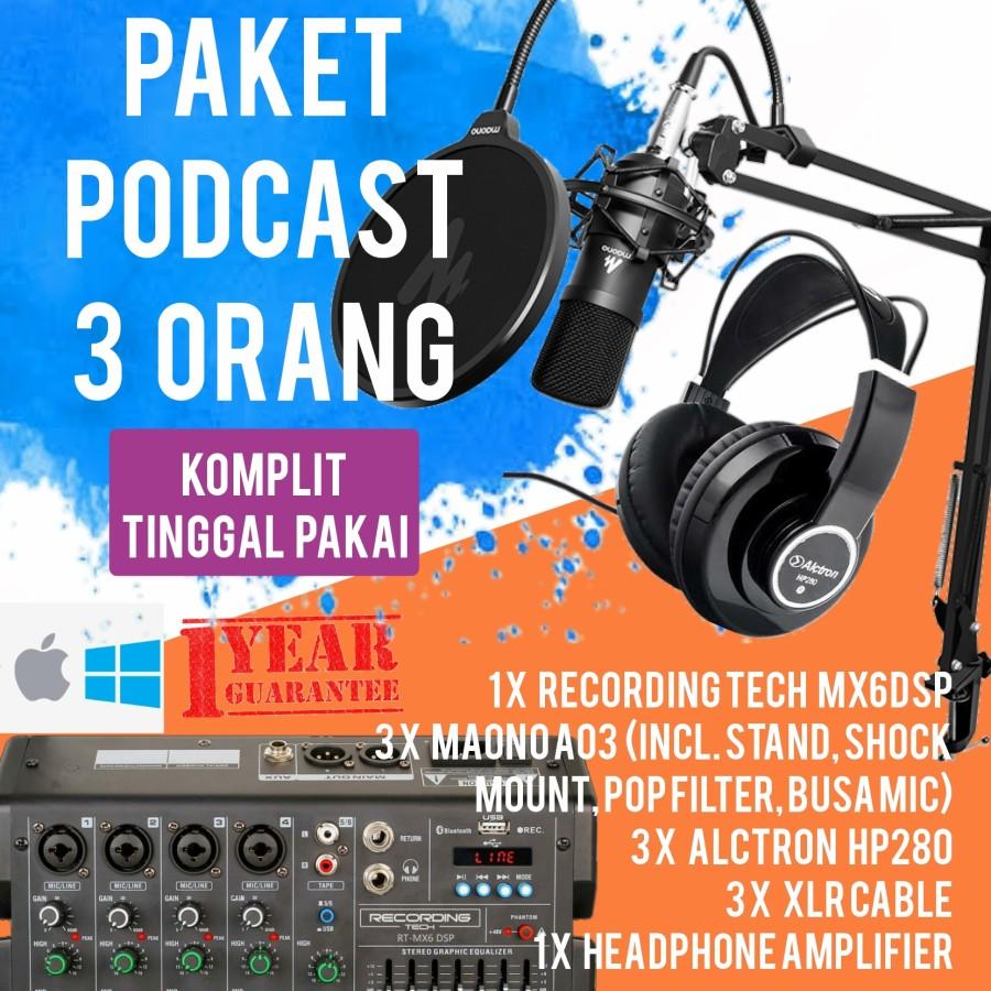RECORDING TECH MX6DSP PLUS MAONO A03, PODCAST 3 ORANG KOMPLIT