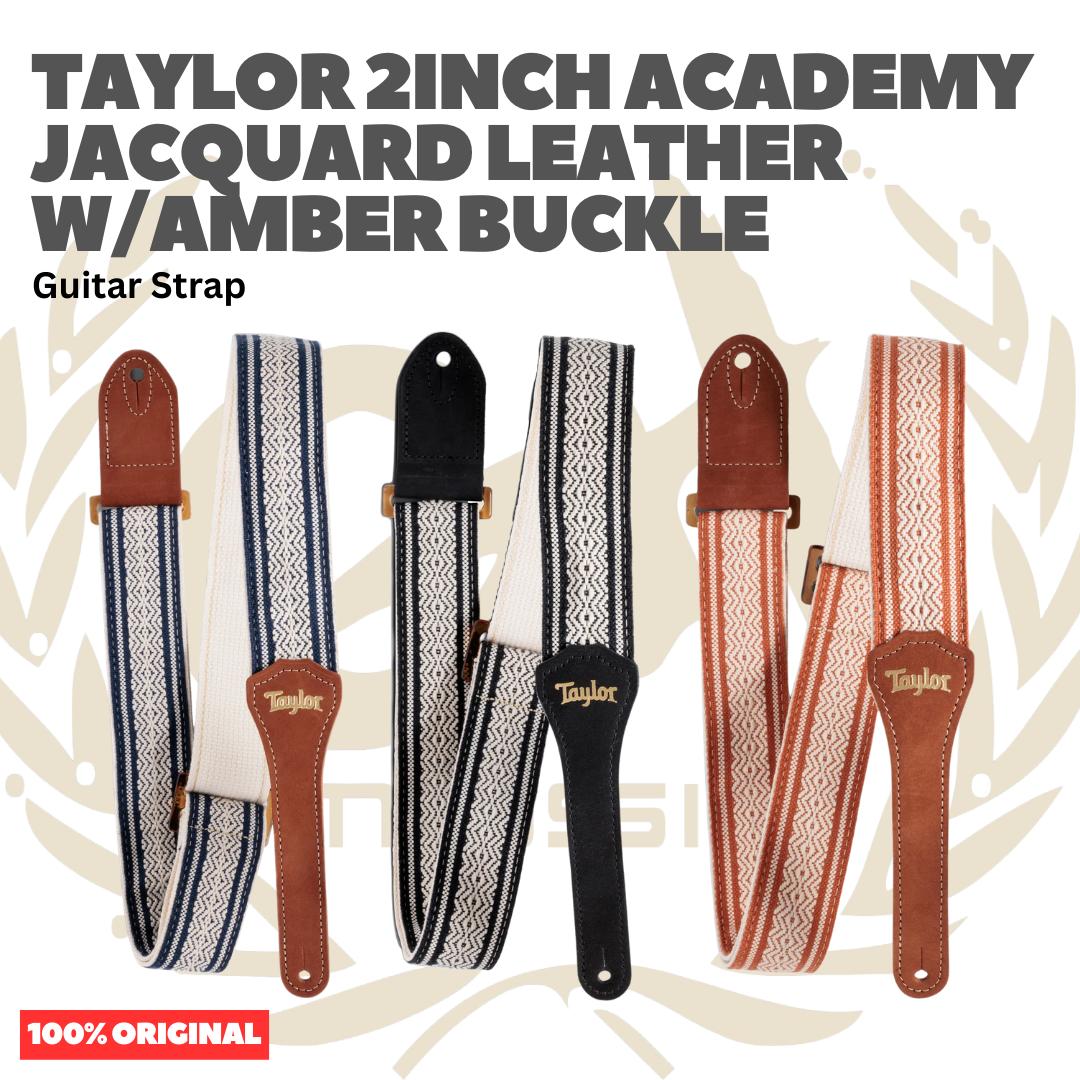 Taylor 2Inch Academy Jacquard Leather Guitar Strap w/Amber Buckle - Strap Gitar