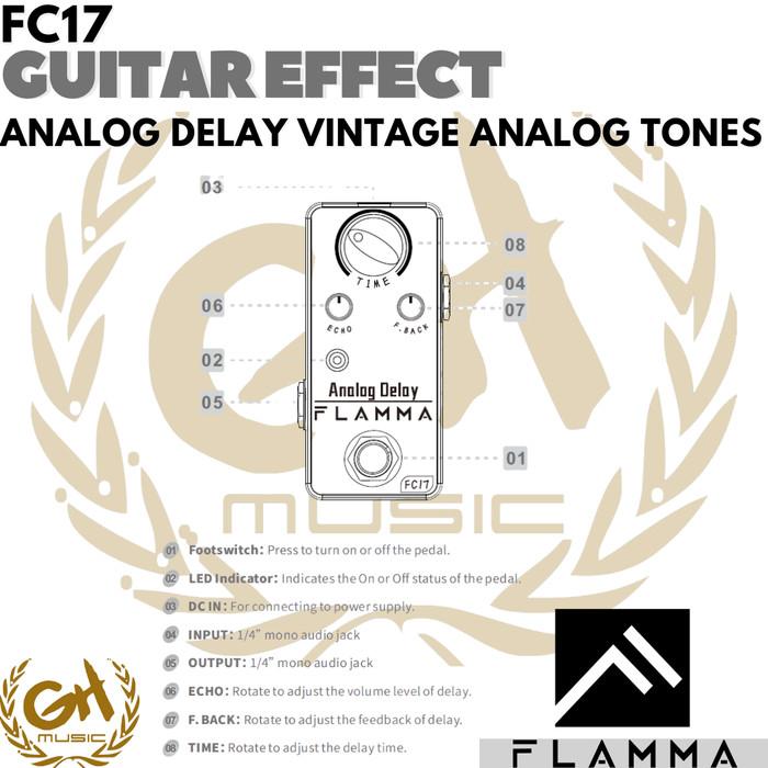 FLAMMA FC17 Analog Delay Vintage Analog Tones - Efek Gitar