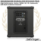 BEHRINGER EUROLIVE B1200D PRO Active 500W 12" PA Subwoofer | Sub Aktif