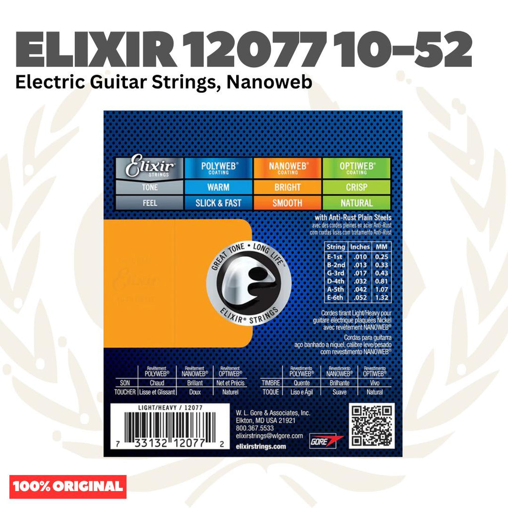 ELIXIR 12077 Nanoweb Electric Guitar Strings 10-52 | Senar Gitar