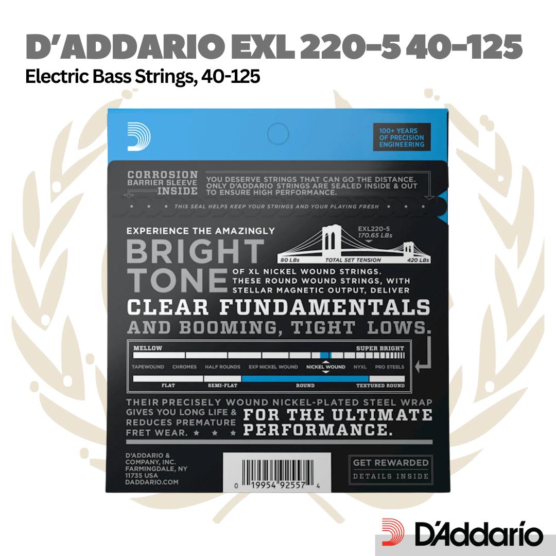 D'addario EXL 220-5 40-125 Electric Bass String - Senar Bass