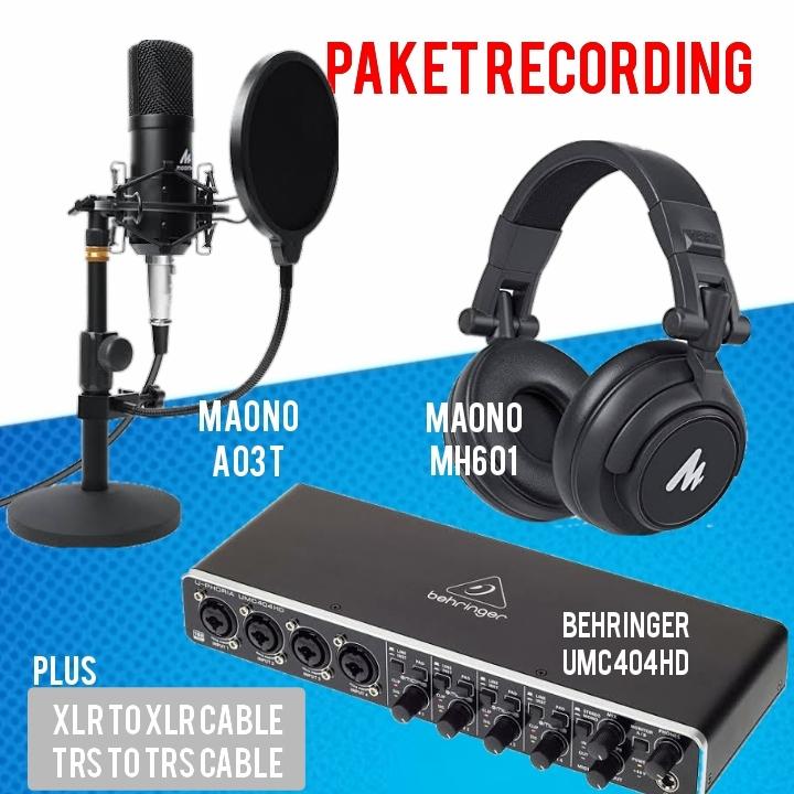 MAONO A03T, MH601 PLUS BEHRINGER UMC404HD PAKET HOME RECORDING LENGKAP