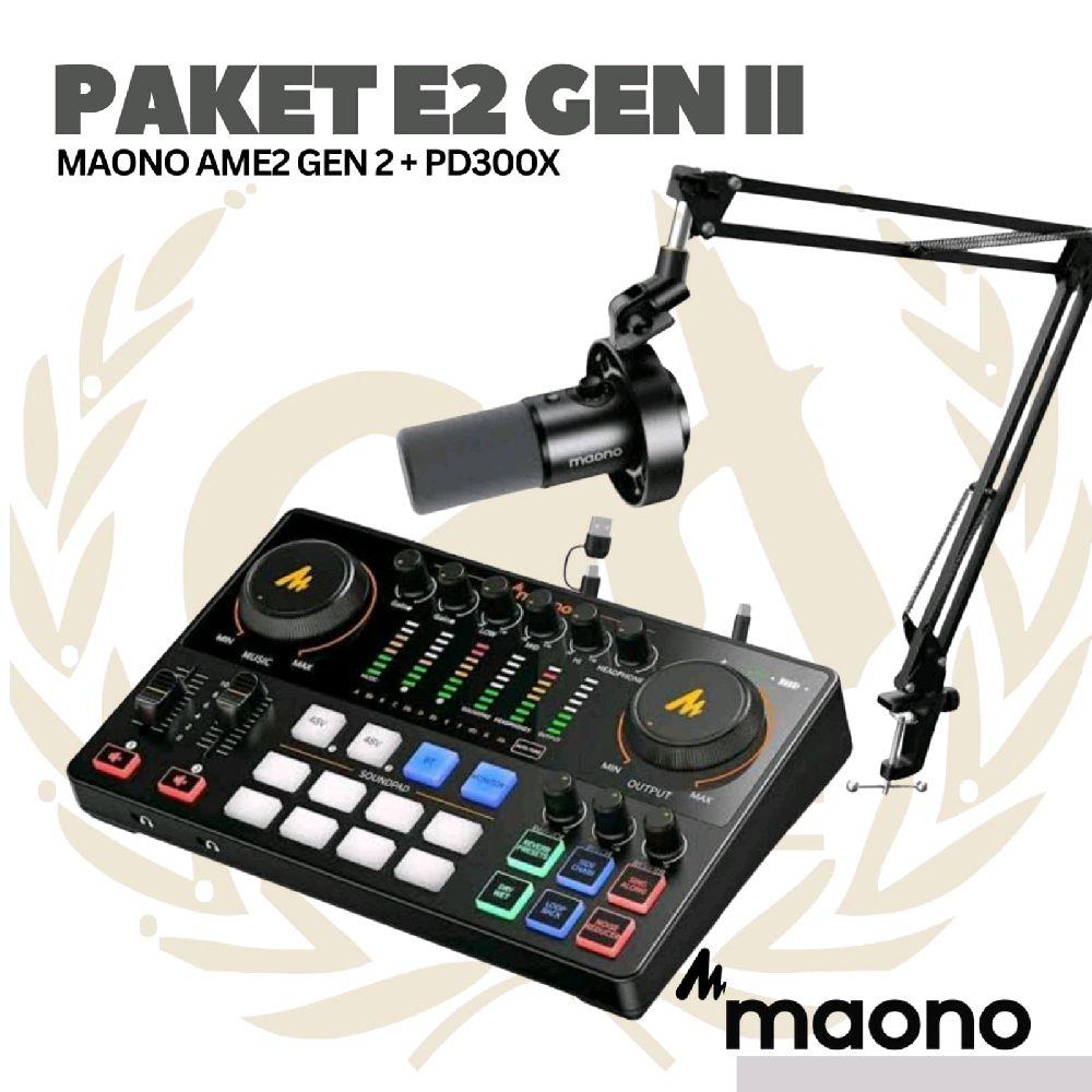PAKET MAONO E2 GEN 2 - Maono Ame2 Gen II - 1 MIC - Podcast Streaming Recording