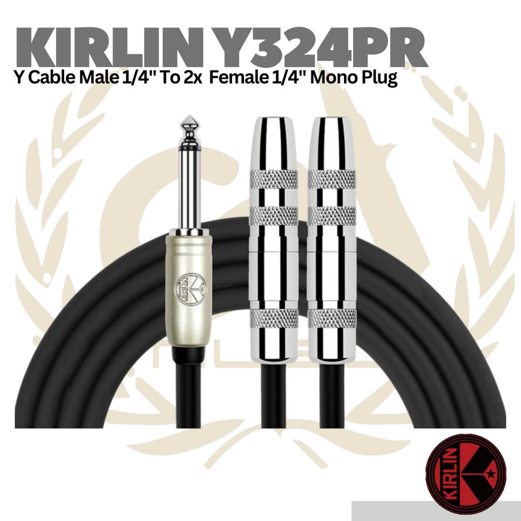 Kirlin Y324PR Y Cable Male 1/4" To 2x Female 1/4" Mono Plug