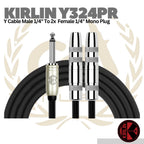 Kirlin Y324PR Y Cable Male 1/4" To 2x Female 1/4" Mono Plug