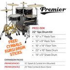 PREMIER REVOLUTION 5 Pcs Drum Set 22" | Free Cymbal, Splash, Kursi