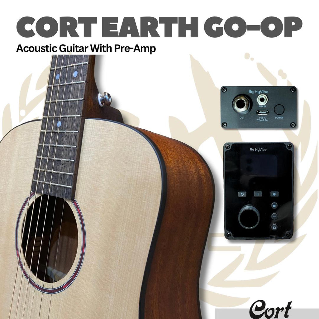 Cort Earth GO Acoustic Electric Guitar with Pre-Amp - Gitar Transkustik TransAcoustic Akustik Elektrik Earth-Go PreAmp Original Asli