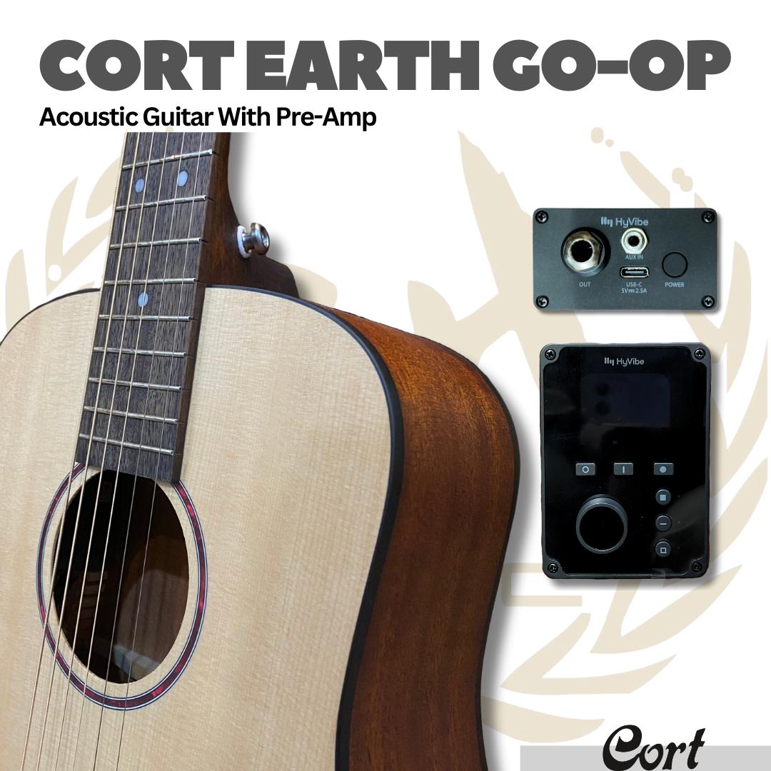 Cort Earth GO Acoustic Electric Guitar with Pre-Amp - Gitar Transkustik TransAcoustic Akustik Elektrik Earth-Go PreAmp Original Asli
