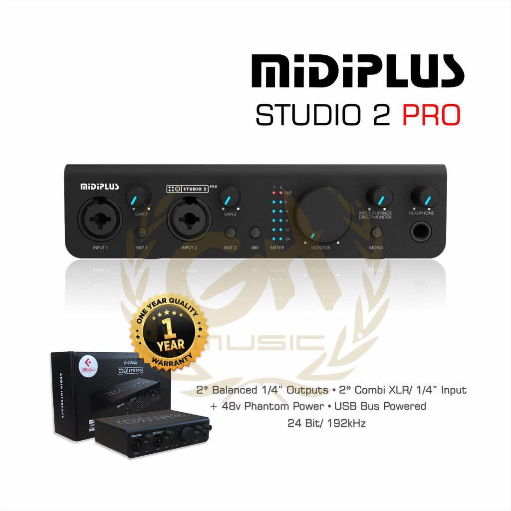 MIDIPLUS STUDIO 2 & STUDIO 2 PRO USB SOUNDCARD RECORDING MIC VOCAL ASMR PODCAST ZOOM AUDIO INTERFACE