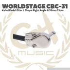 WORLDSTAGE Kabel Pedal Gitar L Shape Right Angle 6.35mm 15cm CBC-31 - CBC31 Patch Cable CBC 31