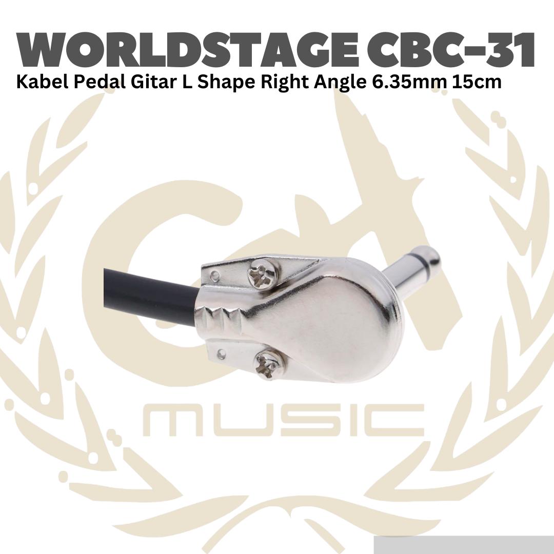 WORLDSTAGE Kabel Pedal Gitar L Shape Right Angle 6.35mm 15cm CBC-31 - CBC31 Patch Cable CBC 31