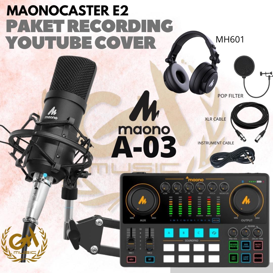 PAKET AME2 RECORDING COVER LAGU STREAMING MAONOCASTER E2 + MIC MAONO | Sound card AM-E2