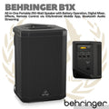 Behringer B1X 250watt Portable Speaker with Built in Battery, Digital Mixer, Effects, Remote Control via iOS/Android Mobile App, Bluetooth Audio Streaming and Wireless Microphone Option | Spiker Karaoke Meeting outdoor