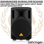 BEHRINGER EUROLIVE B208D Active 2 Way 8" PA Speaker System | Aktif