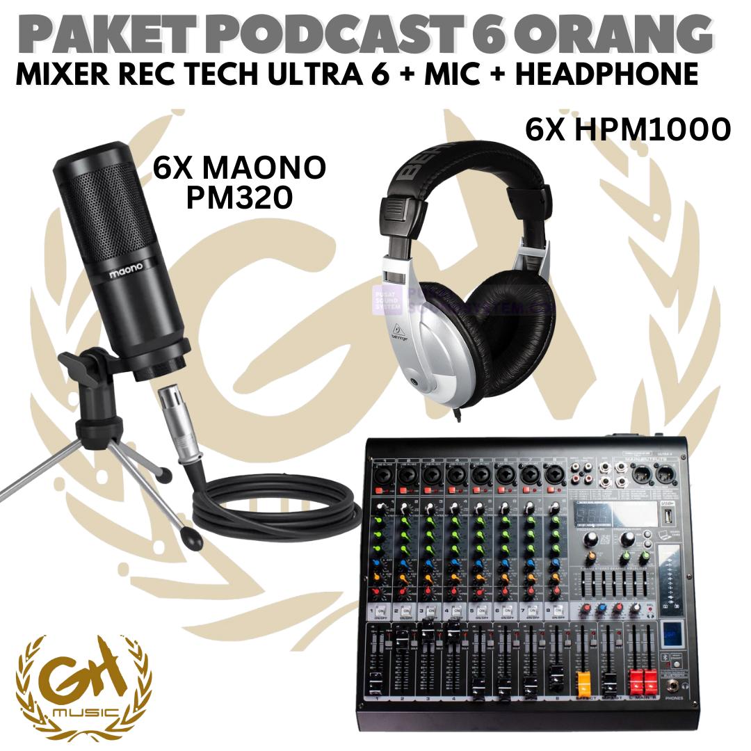 PAKET PODCAST 6 ORANG | RECORDING TECH ULTRA 6 + MAONO PM360